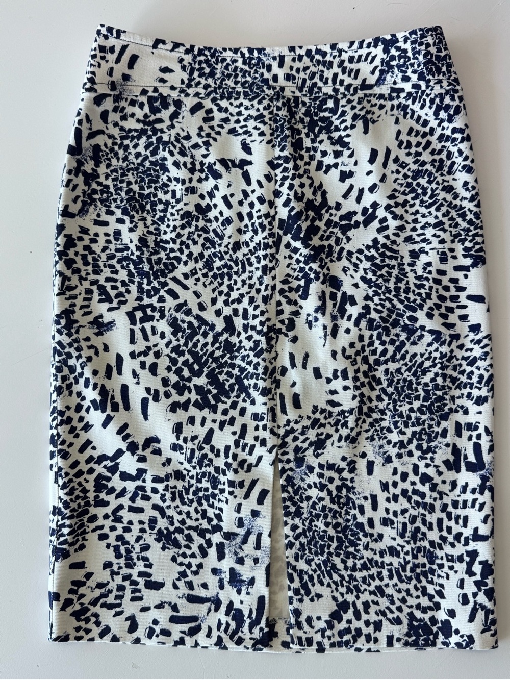Tristan Navy and White Abstract Print Midi Skirt
